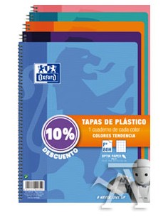 Pack 41 cuaderno espiral Fº 80h 90g cuad4x4 c m tapa plastico colores tendencia